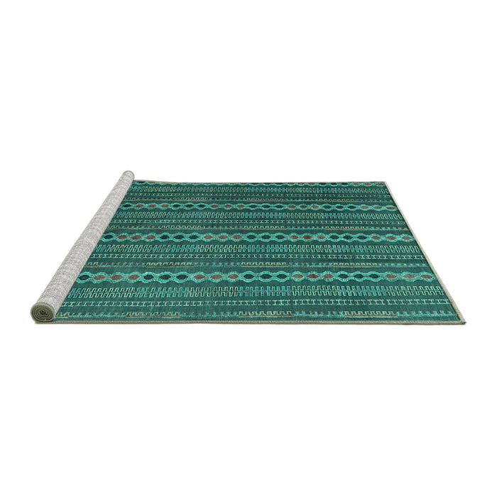 Sideview of Machine Washable Abstract Turquoise Modern Area Rugs, wshabs4579turq