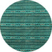 Round Abstract Turquoise Modern Rug, abs4579turq