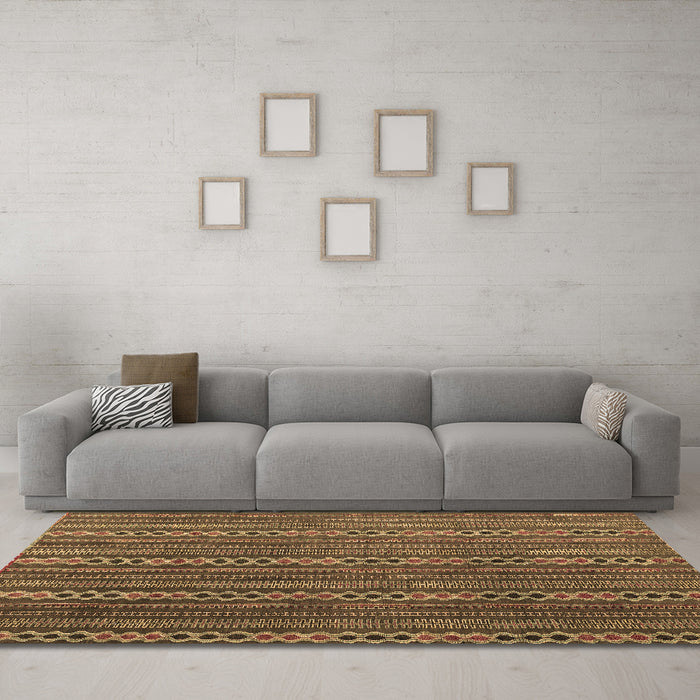 Machine Washable Abstract Brown Modern Rug in a Living Room,, wshabs4579brn