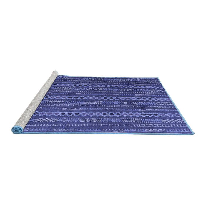Sideview of Machine Washable Abstract Blue Modern Rug, wshabs4579blu