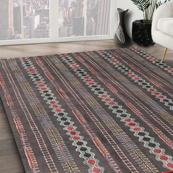 Machine Washable Abstract Dark Brown Rug in a Family Room, wshabs4579