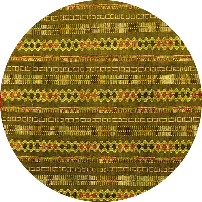 Round Abstract Yellow Modern Rug, abs4579yw