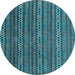 Round Abstract Light Blue Modern Rug, abs4579lblu