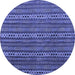 Round Machine Washable Abstract Blue Modern Rug, wshabs4579blu