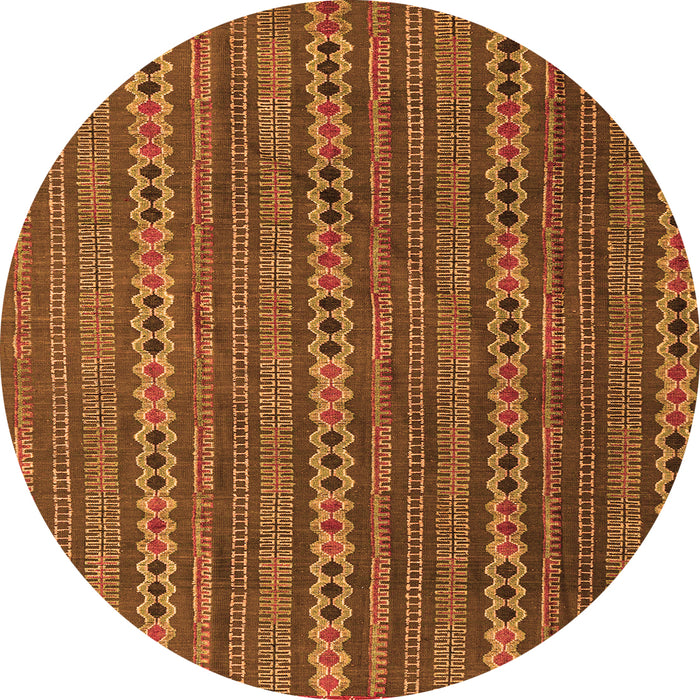 Round Machine Washable Abstract Orange Modern Area Rugs, wshabs4579org