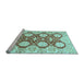 Sideview of Machine Washable Oriental Light Blue Traditional Rug, wshabs457lblu