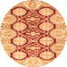 Round Machine Washable Oriental Orange Traditional Area Rugs, wshabs457org