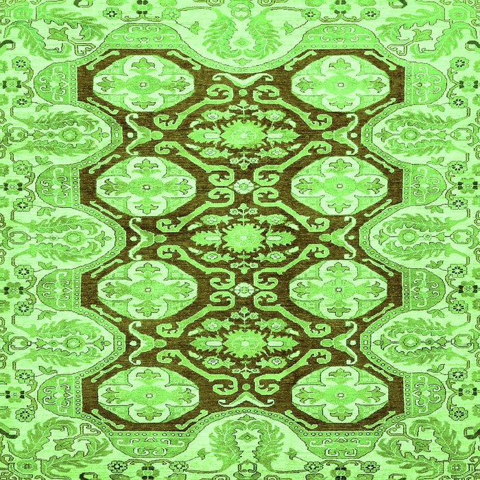 Square Machine Washable Oriental Green Traditional Area Rugs, wshabs457grn