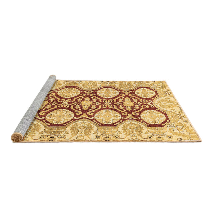 Sideview of Machine Washable Oriental Brown Traditional Rug, wshabs457brn