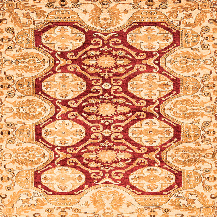 Square Machine Washable Oriental Orange Traditional Area Rugs, wshabs457org