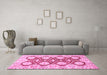 Machine Washable Oriental Pink Traditional Rug in a Living Room, wshabs457pnk