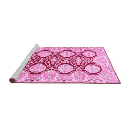 Sideview of Machine Washable Oriental Pink Traditional Rug, wshabs457pnk