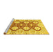 Sideview of Machine Washable Oriental Yellow Traditional Rug, wshabs457yw