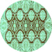 Round Oriental Turquoise Traditional Rug, abs457turq