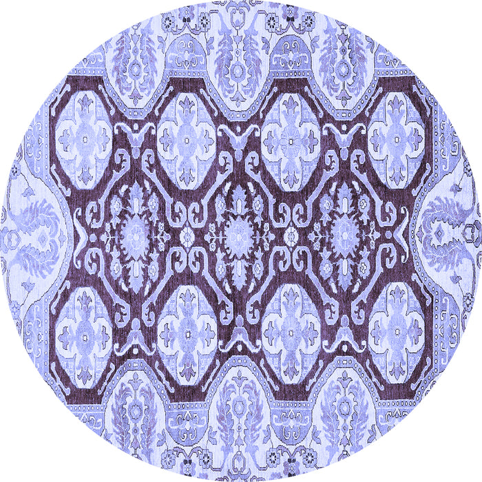 Round Oriental Blue Traditional Rug, abs457blu