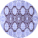 Round Oriental Blue Traditional Rug, abs457blu