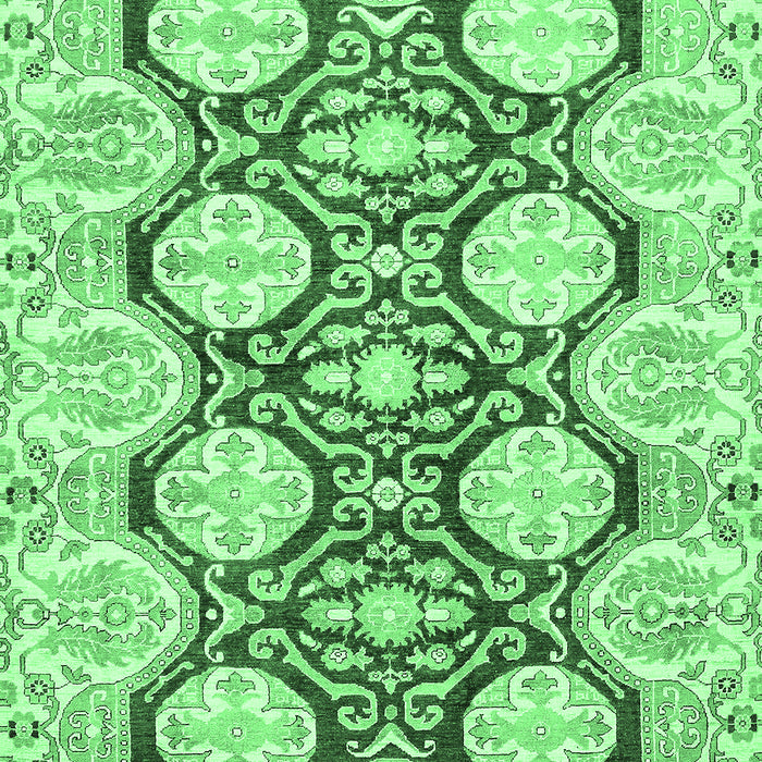 Machine Washable Oriental Emerald Green Traditional Area Rugs, wshabs457emgrn