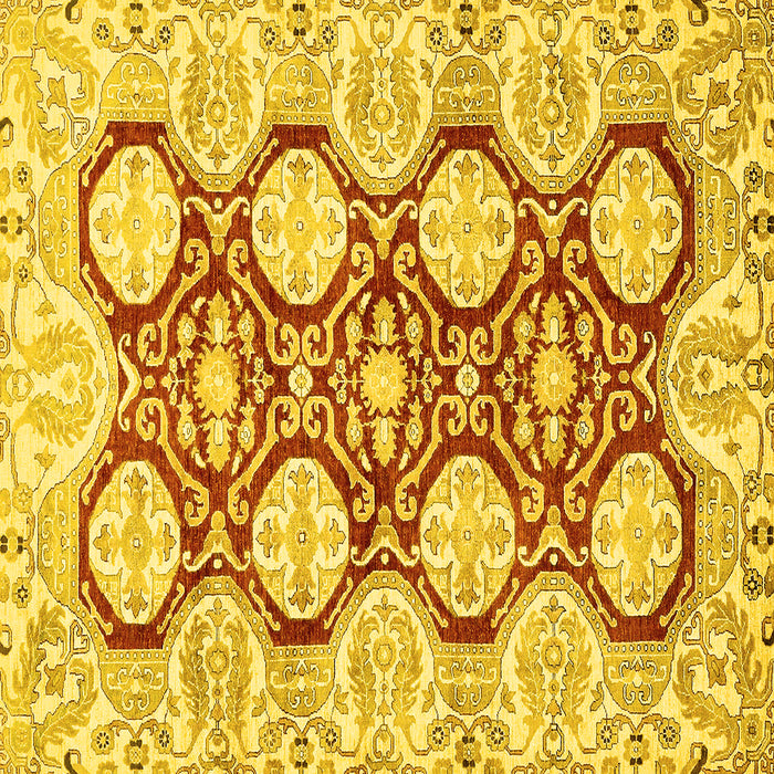 Square Oriental Yellow Traditional Rug, abs457yw