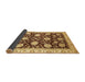 Sideview of Abstract Chrome Gold Yellow Oriental Rug, abs458