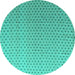 Round Machine Washable Solid Turquoise Modern Area Rugs, wshabs4580turq