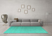 Machine Washable Solid Turquoise Modern Area Rugs in a Living Room,, wshabs4580turq