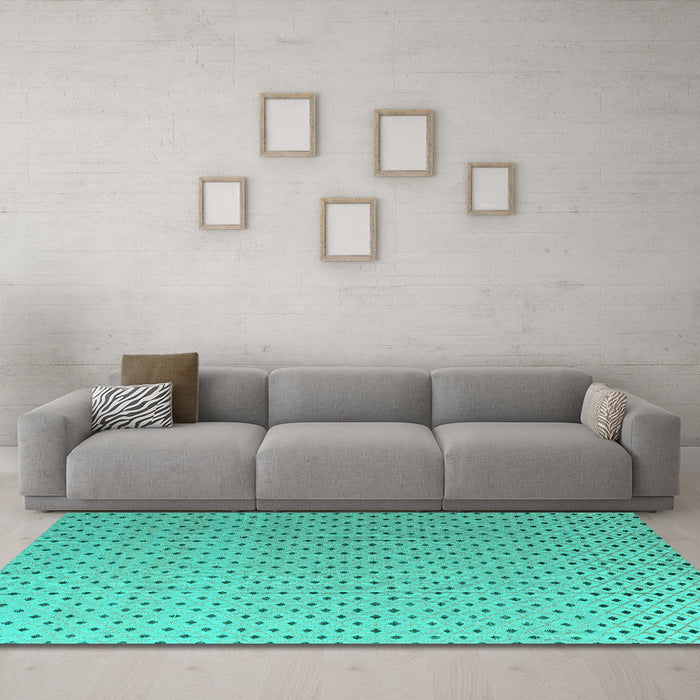 Machine Washable Solid Turquoise Modern Area Rugs in a Living Room,, wshabs4580turq