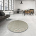 Round Abstract Khaki Green Solid Rug in a Office, abs4580