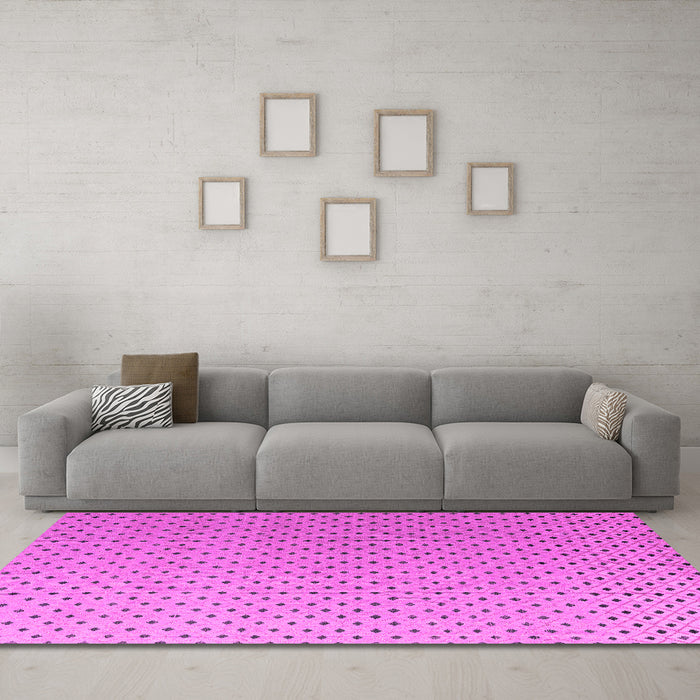 Machine Washable Solid Pink Modern Rug in a Living Room, wshabs4580pnk