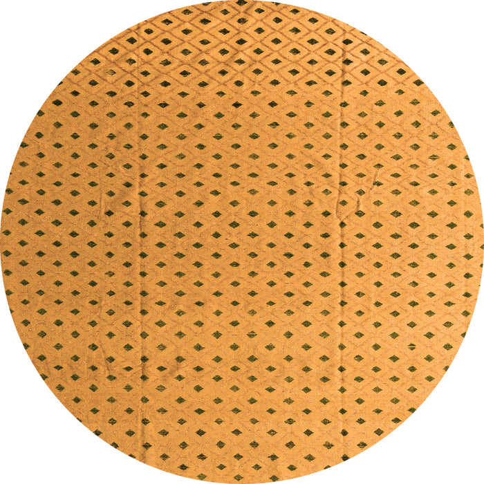 Round Machine Washable Solid Orange Modern Area Rugs, wshabs4580org