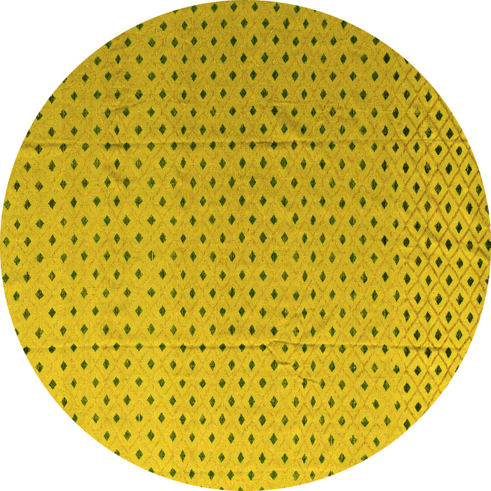 Round Machine Washable Solid Yellow Modern Rug, wshabs4580yw