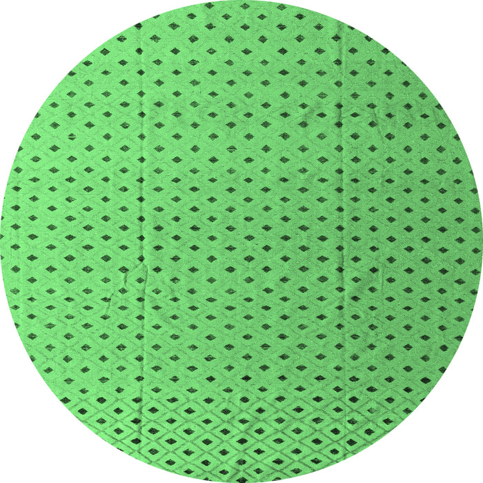 Round Machine Washable Solid Emerald Green Modern Area Rugs, wshabs4580emgrn