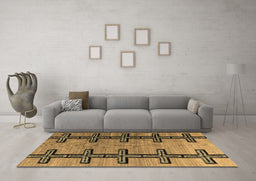 Machine Washable Southwestern Brown Country Rug in a Living Room,, wshabs4581brn