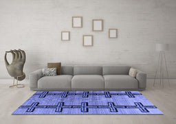 Machine Washable Southwestern Blue Country Rug in a Living Room, wshabs4581blu