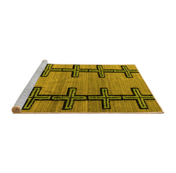 Sideview of Machine Washable Southwestern Yellow Country Rug, wshabs4581yw