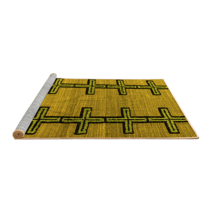 Sideview of Machine Washable Southwestern Yellow Country Rug, wshabs4581yw