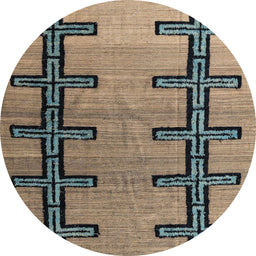 Round Abstract Dark Brown Southwestern Rug, abs4581