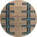 Round Abstract Dark Brown Southwestern Rug, abs4581