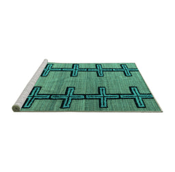 Sideview of Machine Washable Southwestern Turquoise Country Area Rugs, wshabs4581turq