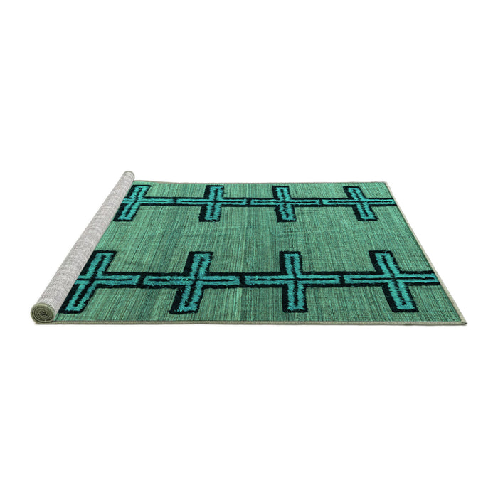 Sideview of Machine Washable Southwestern Turquoise Country Area Rugs, wshabs4581turq