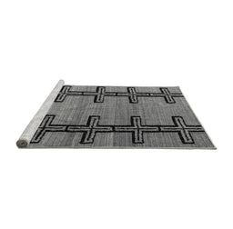 Sideview of Machine Washable Southwestern Gray Country Rug, wshabs4581gry