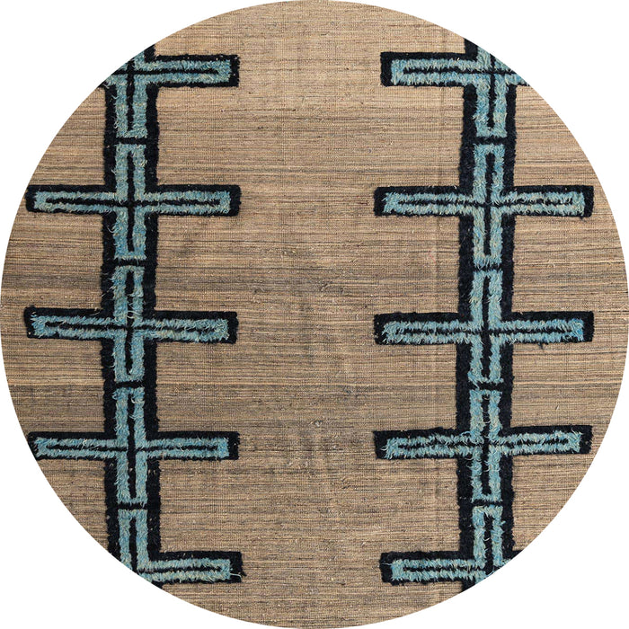 Round Machine Washable Abstract Dark Brown Rug, wshabs4581