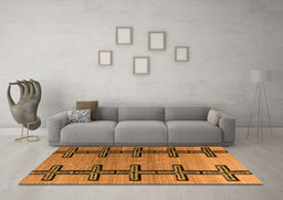 Machine Washable Southwestern Orange Country Area Rugs in a Living Room, wshabs4581org