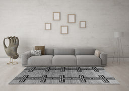 Machine Washable Southwestern Gray Country Rug in a Living Room,, wshabs4581gry