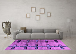 Machine Washable Southwestern Purple Country Area Rugs in a Living Room, wshabs4581pur