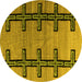 Round Southwestern Yellow Country Rug, abs4581yw