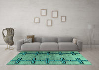 Machine Washable Southwestern Turquoise Country Rug, wshabs4581turq