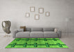 Machine Washable Southwestern Green Country Area Rugs in a Living Room,, wshabs4581grn
