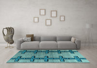 Machine Washable Southwestern Light Blue Country Rug, wshabs4581lblu