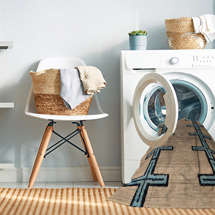 Machine Washable Abstract Dark Brown Rug in a Washing Machine, wshabs4581