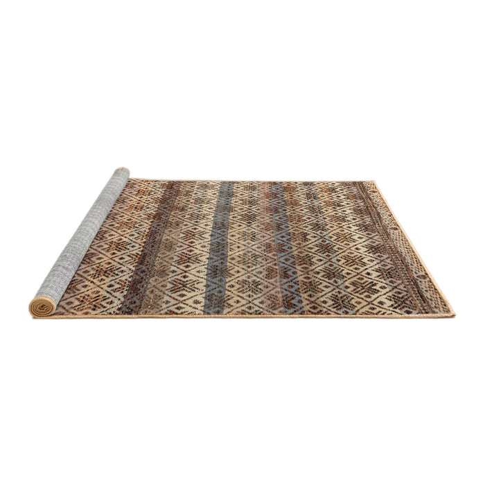 Sideview of Machine Washable Abstract Brown Sugar Brown Rug, wshabs4582